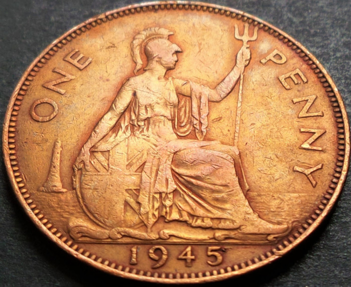 Moneda istorica (One) PENNY - ANGLIA, anul 1945 * cod 4486 - GEORGIVS VI