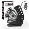 Set multifunctional 6 in 1 ZYTEQ&reg;️, razatoare, deschizator de sticle, curatator fructe si legume, taietor pizza, peeler, otel inoxidabil, neagru