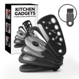 Set multifunctional 6 in 1 ZYTEQ&reg;️, razatoare, deschizator de sticle, curatator fructe si legume, taietor pizza, peeler, otel inoxidabil, neagru