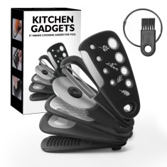 Set multifunctional 6 in 1 ZYTEQ&reg;️, razatoare, deschizator de sticle, curatator fructe si legume, taietor pizza, peeler, otel inoxidabil, neagru