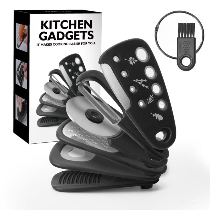 Set multifunctional 6 in 1 ZYTEQ&reg;️, razatoare, deschizator de sticle, curatator fructe si legume, taietor pizza, peeler, otel inoxidabil, neagru