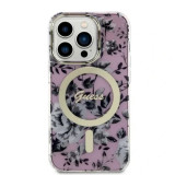 Cumpara ieftin Husa Guess PC/TPU Flowers IML MagSafe pentru iPhone 14 Pro Pink