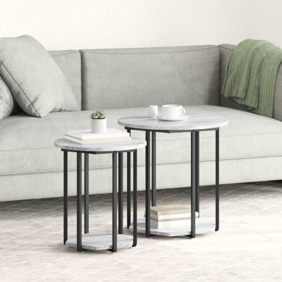vidaXL Set măsuțe laterale 2 pcs Gri sonoma și Negru 50 x 50 x 50.5 cm 869717 foto
