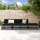 VidaXL Set mobilier relaxare de grădină, 4 piese, gri, lemn masiv pin
