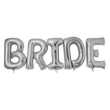 Baloane din Folie Argintie, Cuv&acirc;ntul Bride, 60cm, Set pentru Petrecerea Burlacitelor, CMCLASS