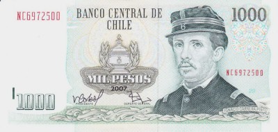 Bancnota Chile 1.000 Pesos 2007 - P154g UNC foto