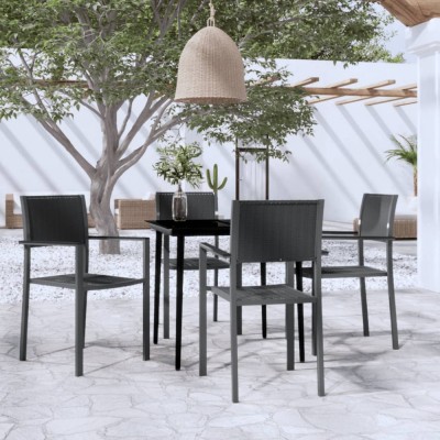 vidaXL Set de servit masa pentru grădină, 5 piese, negru foto