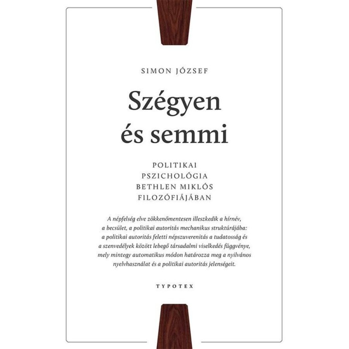 Sz&eacute;gyen &eacute;s semmi - Politikai pszichol&oacute;gia Bethlen Mikl&oacute;s filoz&oacute;fi&aacute;j&aacute;ban - Simon J&oacute;zsef