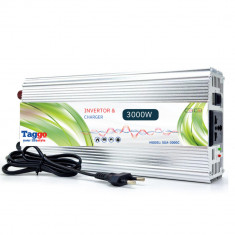 Invertor 2 in 1 cu incarcator baterii auto , 3000W 12V 220V, Port USB, Functie UPS