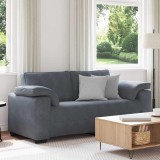 VidaXL Canapea lovesea gri &icirc;nchis 140 cm catifea