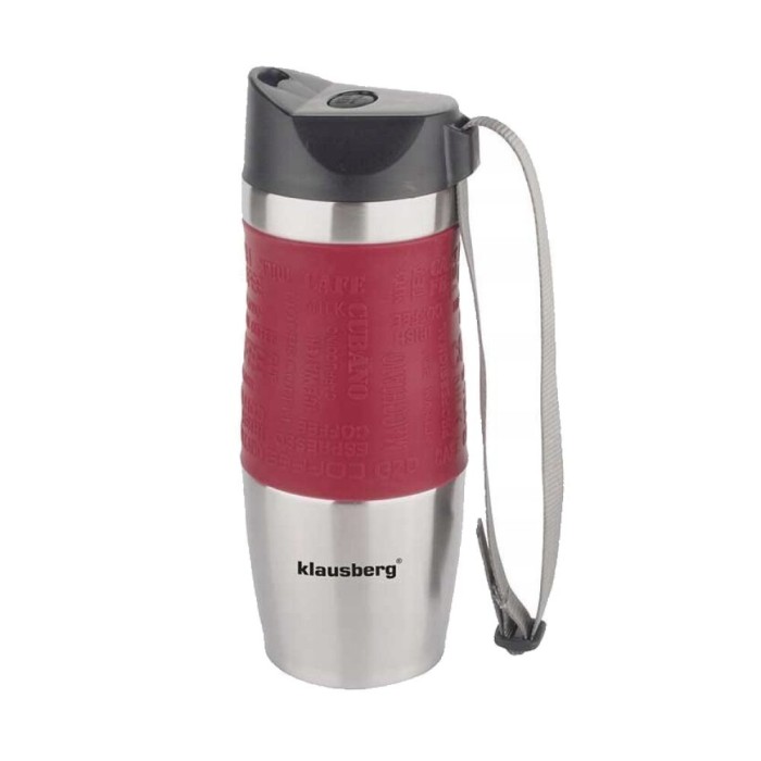 Termos din inox, rosu, capacitate 380ml, Klausberg