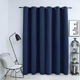 Cumpara ieftin Draperie opacă cu inele metalice, albastru, 290 x 245 cm