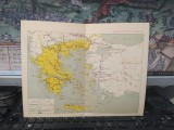Hartă Grecia, Grece, Carte des voies ferres, 1925, reclame Cognac Demosthenes Pouris, Le Piree, și Societe Generale Beton Armes Diamantopoulos, 181