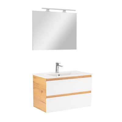 Mobilier complet de baie Vario Forte 80 stejar-alb foto
