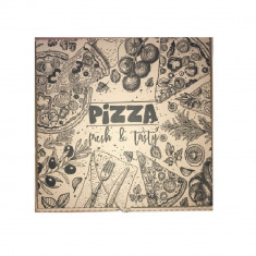 Set 100 Cutii Pizza Corolla Packaging, 32x3.5x32 cm, Fresh & Tasty, Natur, Cutie Pizza, Cutie de Pizza, Cutie pentru Pizza, Set Cutii Pizza, Set Cutii