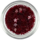 Confetti &icirc;n forma unor flori mici - bordo, transparente, INGINAILS