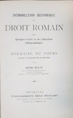 INTRODUCTION HISTORIQUE AU DROIT ROMAIN par HENRI ROLIN - BRUXELLES foto