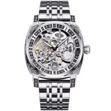 Ceas barbatesc TIO Skeleton Mecanic Automatic, Argintiu, Curea Otel inoxidabil, Casual, 42mm, Rezistent la apa
