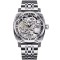 Ceas barbatesc TIO Skeleton Mecanic Automatic, Argintiu, Curea Otel inoxidabil, Casual, 42mm, Rezistent la apa