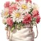 Sticker decorativ, Flori Crizanteme, Alb, 68 cm, 1363STK-12