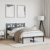 vidaXL Cadru de pat metalic cu tăblie, negru, 120x190 cm 374238
