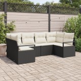 Set Canapea Grădină vidaXL 6 Piese Perne Negru Poli Ratan