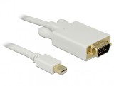 Cablu Mini Displayport la VGA T-T 5m Alb, Delock 82936