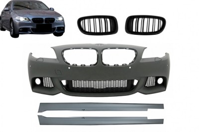 Bara Fata cu Praguri Laterale si Grile Centrale BMW Seria 5 F10 F11 (07.2010-2013) Non LCI Sedan Touring M-Technik Design Performance AutoTuning foto