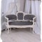 Sofa din lemn masiv alb cu tapiterie gri soarece CAT099D19