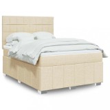 Pat box spring cu saltea, crem, 140x200 cm, textil