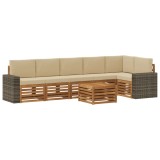 vidaXL Set canapea sectională 7 piese lemn acacia Natural Bej gradina terasa exterior modular