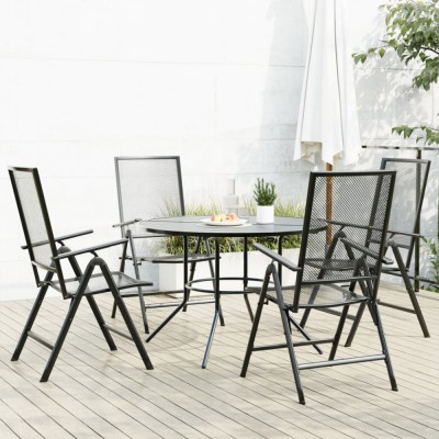 vidaXL Set scaune de grădină rabatabile, 5 buc., antracit, oțel vopsit 3283762 foto