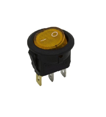 Intrerupator miniatura Rocker rotund 14,5mm SPST ON-OFF Galben cu led 250V 3A IP20 KCD5 foto