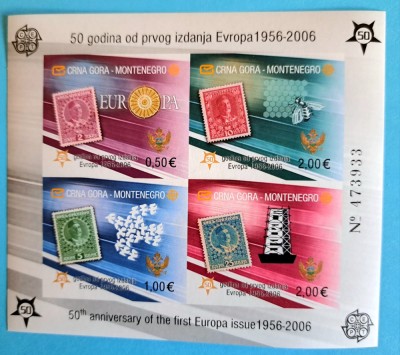 TIMBRE MUNTENEGRU MI.Bl.2B/2006 -EUROPA C.E.P.T.-coliță nedantelată -MNH foto
