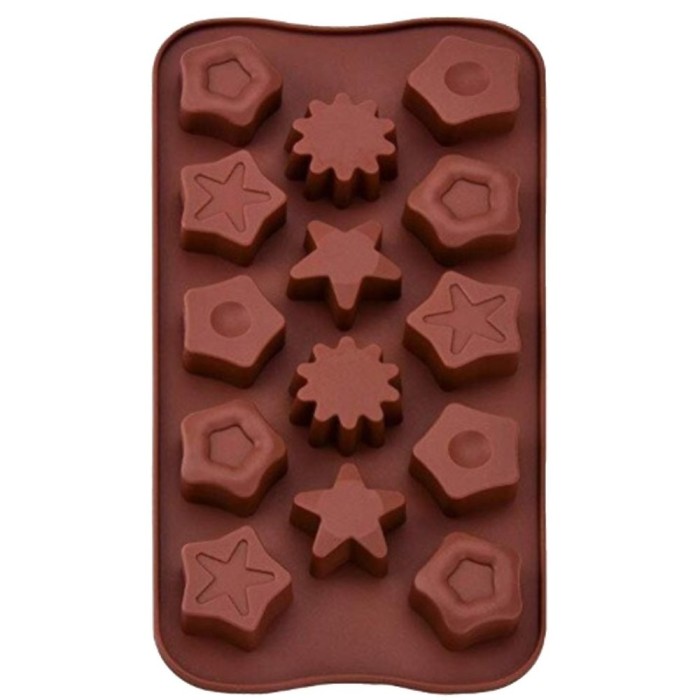 Forma din Silicon, Model Stelute Diferite Forme pentru Ciocolata de Casa, Bomboane, Jeleuri sau Cuburi de Gheata, CBD CORAL BEST DEALS 21 cm 11 cm 1.5