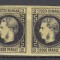 ROMANIA 1867 LP 18 a REGELE CAROL I CU FAVORITI 2 PARALE HARTIE SUBTIRE NEGRU PE HARTIE GALBENA PERECHE GUMA ORIGINALA SARNIERA