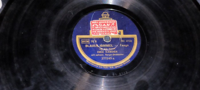 PLACA GRAMOFON / PATEFON. ODEON BLAUER HIMMEL -TANGO FEUER BLUMEN -TANGO