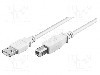 Cablu USB A mufa, USB B mufa, USB 2.0, lungime 1m, alb, Goobay - 96186