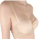 Cumpara ieftin Sutien Balconette Elegant cu Cupe Preformate &icirc;mbracate in Microfibra - S103 - Bej - 75C