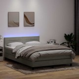 vidaXL Pat cu arcuri cu saltea și LED, gri deschis, 160x220 cm, catifea 3317031