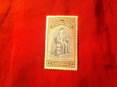 Timbru Barbados colonie britanica 1951 Printesa Alis , 12c foto