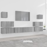 vidaXL Set dulap TV, 8 piese, gri sonoma, lemn prelucrat