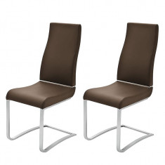 Set de 2 scaune Nito, imitatie de piele, maro foto