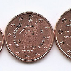 San Marino Set 3 - 1, 2, 5 eurocenti 2006 - KM-440,441,442 UNC !!!