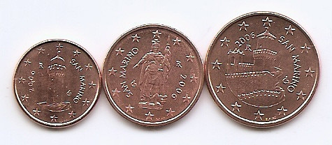 San Marino Set 3 - 1, 2, 5 eurocenti 2006 - KM-440,441,442 UNC !!!