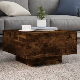 VidaXL Măsuță de cafea cu lumini LED, stejar fumuriu, 55x55x31 cm