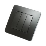 Intrerupator triplu negru incastrat 220V, 10AX, PC 80x80mm