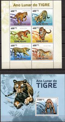 Guineea Bissau 2010, Fauna - Feline, MNH foto