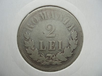ROMANIA - 2 LEI 1876 , Ag835, CAROL I + CADOU 1 LEU 1876 REPLICA , LCP1.21 foto