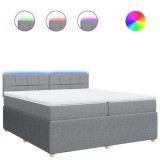 Cumpara ieftin Pat box spring cu saltea, gri deschis, 200x200 cm, textil